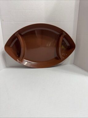 Brown Football-Shaped Serving Platter